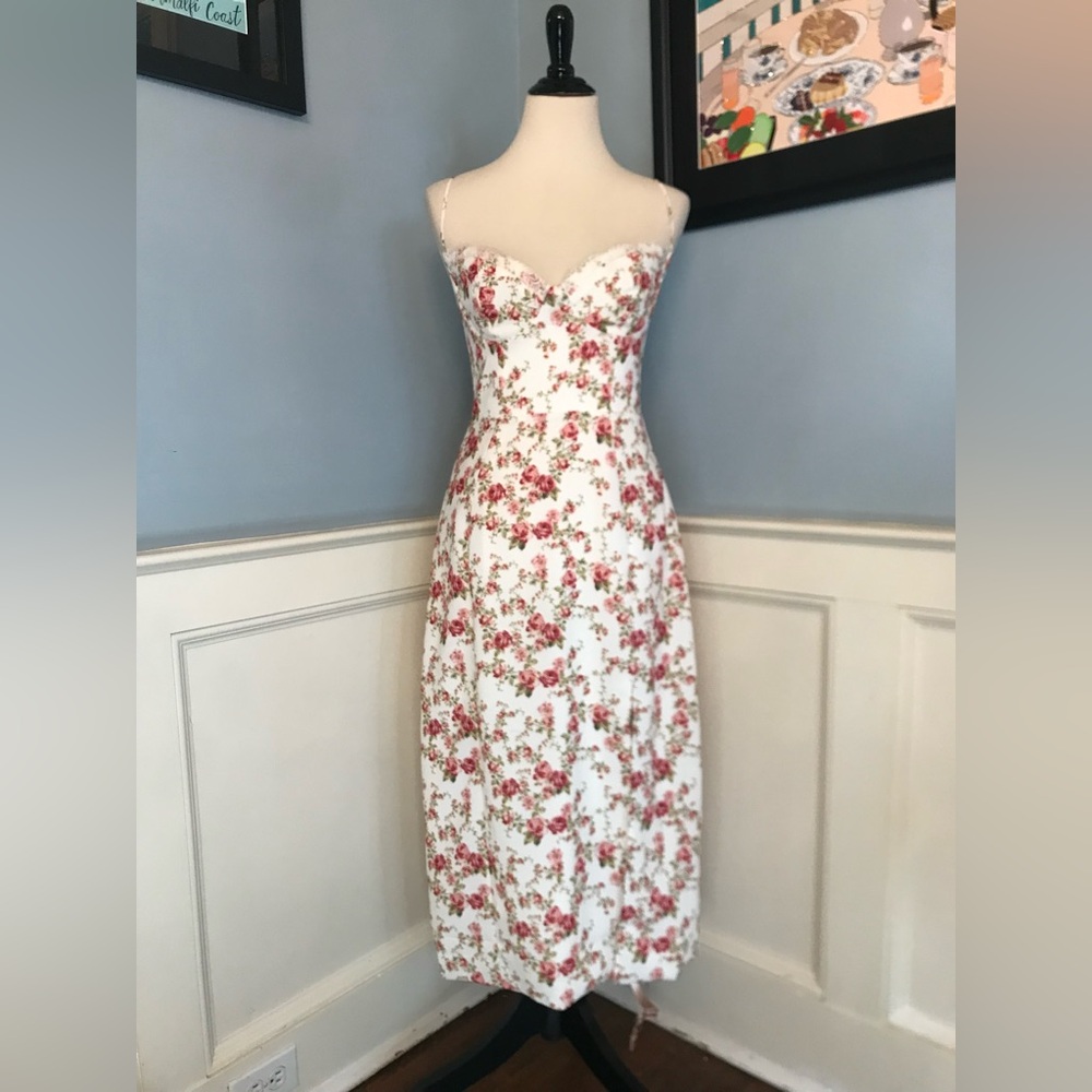 NWT House of CB Floral Midi Dress - White and Pink